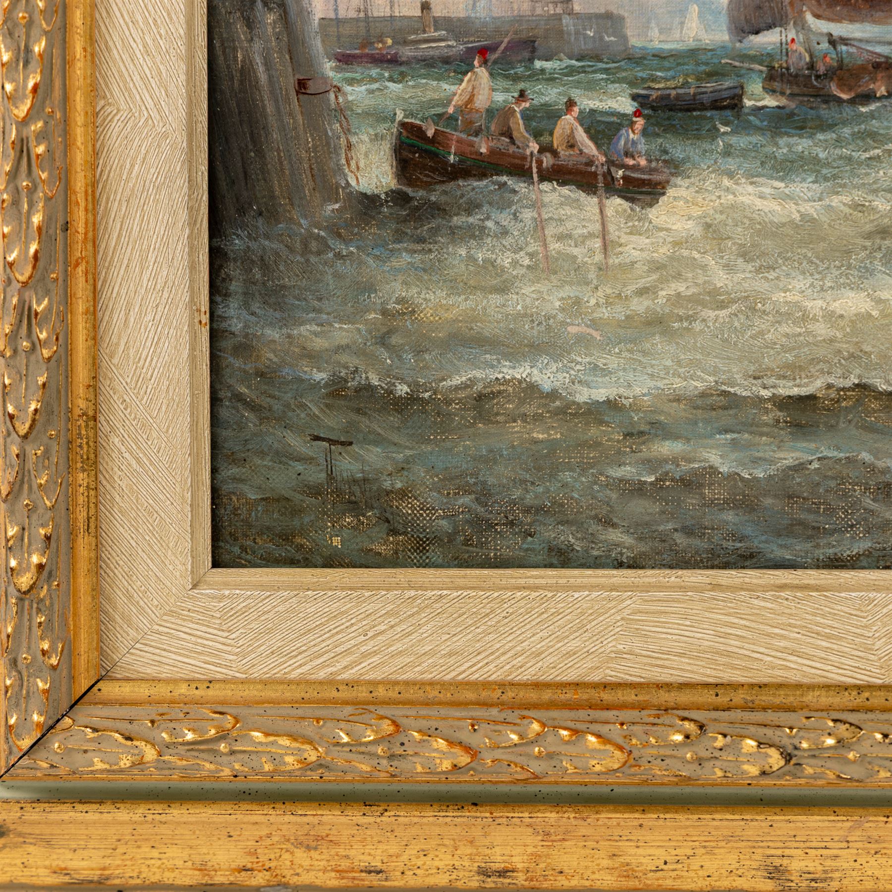 William Anslow Thornley (British fl.1858-1898): 'French Fishing Boats Homeward Bound', oil on canvas signed, titled on the stretcher verso 39cm x 29cm