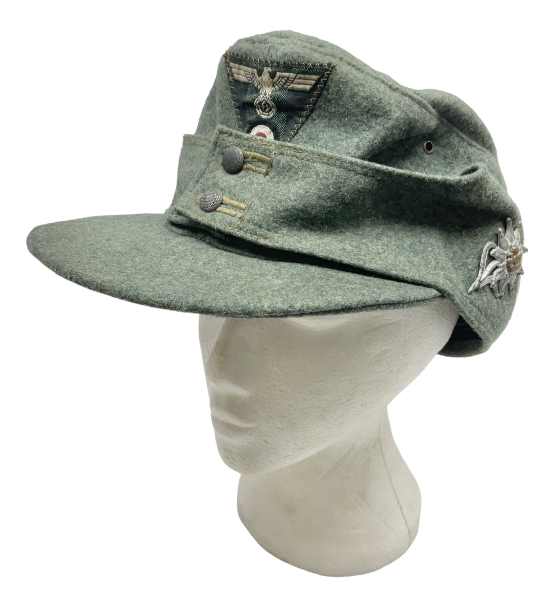 thumbnail image 2 of WW2 WH EM M43 PANZER GRAY-GREEN WOOL FIELD CAP Military HAT WITH PATCH 2 of 14