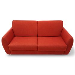 Dienne - Sofabed upholsted in red fabric, with two matching cushions