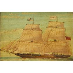 English School (19th century): Sailing Ship's Portrait, oil on panel unsigned 19cm x 27cm
