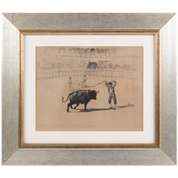 After Frederick Halpern (Austrian/Australian 1909-?): La Tauromaquia or Bullfighting, set of three etchings signed in pencil, 19cm x 24cm (3)