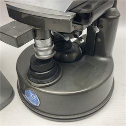 Four microscopes, comprising C Baker London Vickers, Back Diamax no 40956, Opax ABF no 232733 and one other 