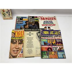 Monkees memorabilia - 'Monkees Monthly' magazine almost complete run from No.1 Feb 67 to No.31 Aug 69 (lacking nos.29 and 32); the cover of No.1 signed by all four members of the group during their 1997 Reunion Tour; quantity of A&BC bubble gum cards; programme for their only UK live performance in 1967 at Empire Pool Wembley; and other related late 1960s music magazines/paperback book