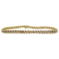  Gold double diamond link bracelet hallmarked 9ct, diamonds 1 carat  