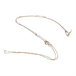 9ct gold jewellery, comprising bangle with metal core, curb link chain and fine chain