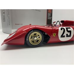CMC 1:18 Scale Model of a Ferrari 312P Spyder 'Sebring Rennversion, 1969, Start-Nr. 25, Mario Andretti / Chris Amon'; manufactured by CMC Exclusive Modelle; No. M-095. Serie Nr. 1365 with certificate. Fully constructed and out of box with original box, accessories, packaging and paperwork.