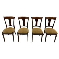 Grange Furniture - cherry wood finish oval extending dining table on square tapering supports, and a set of eight dining chairs with curved backs and upholstered seats 