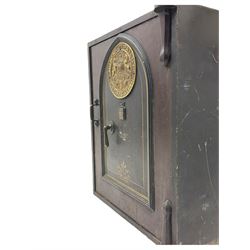 Millers large Victorian cast iron safe, green painted brass handles, with two keys 