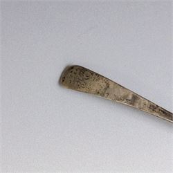 Six 19th century silver sauce ladles, comprising George III pair with engraved monogram to terminal, hallmarked Richard Crossley & George Smith IV, London 1807, pair of Scottish silver Fiddle pattern examples with engraved initials, hallmarked Marshall & Sons, Edinburgh 1836 and two other, both hallmarked