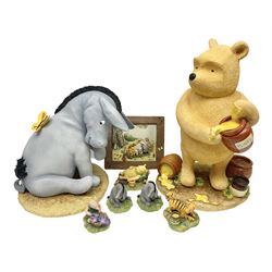 Border Fine Arts Winnie the Pooh figures, to include Large Pooh with Honey Pots, Large Eeyore, Pooh Party Wall Plaque and five figures from the Classic Pooh series, large pooh H42cm 