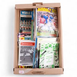 1950s and later cricket and football trophy cups and plaques, including six 1950s Leicester & Rutland Football League and Challenge Cup silver plated trophy cups and plaques, from the estate of former Leicester City player Colin Appleton, LT Shipman's CC Winners Carpenter Cup & Shipman Cup 1954 trophy, Shipman's Cup 1956 and The Filbert's Winners 1956 SWBCC plaque, together with a collection of 1950s and later football magazines, including North West Soccer Coaching, FA News, Football Association Insight Coaching, The Referee's Association, Sport & Recreation, Shoot, Goal, World Soccer, Netstretcher, etc