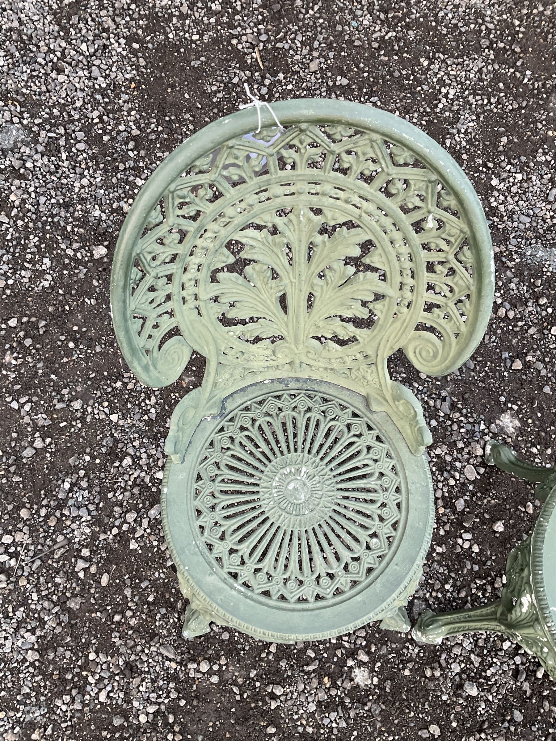 A pair of green painted aluminium garden chairs - THIS LOT IS TO BE COLLECTED BY APPOINTMENT FROM DUGGLEBY STORAGE, GREAT HILL, EASTFIELD, SCARBOROUGH, YO11 3TX