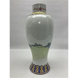 Chinese Famille Rose vase of slender baluster form, decorated with figures, H31cm  
