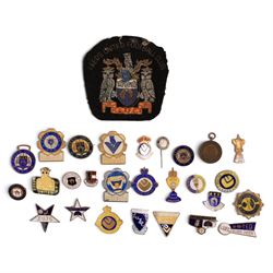 Collection of Leeds United enamel badges, including League Champions and League Winners ex...