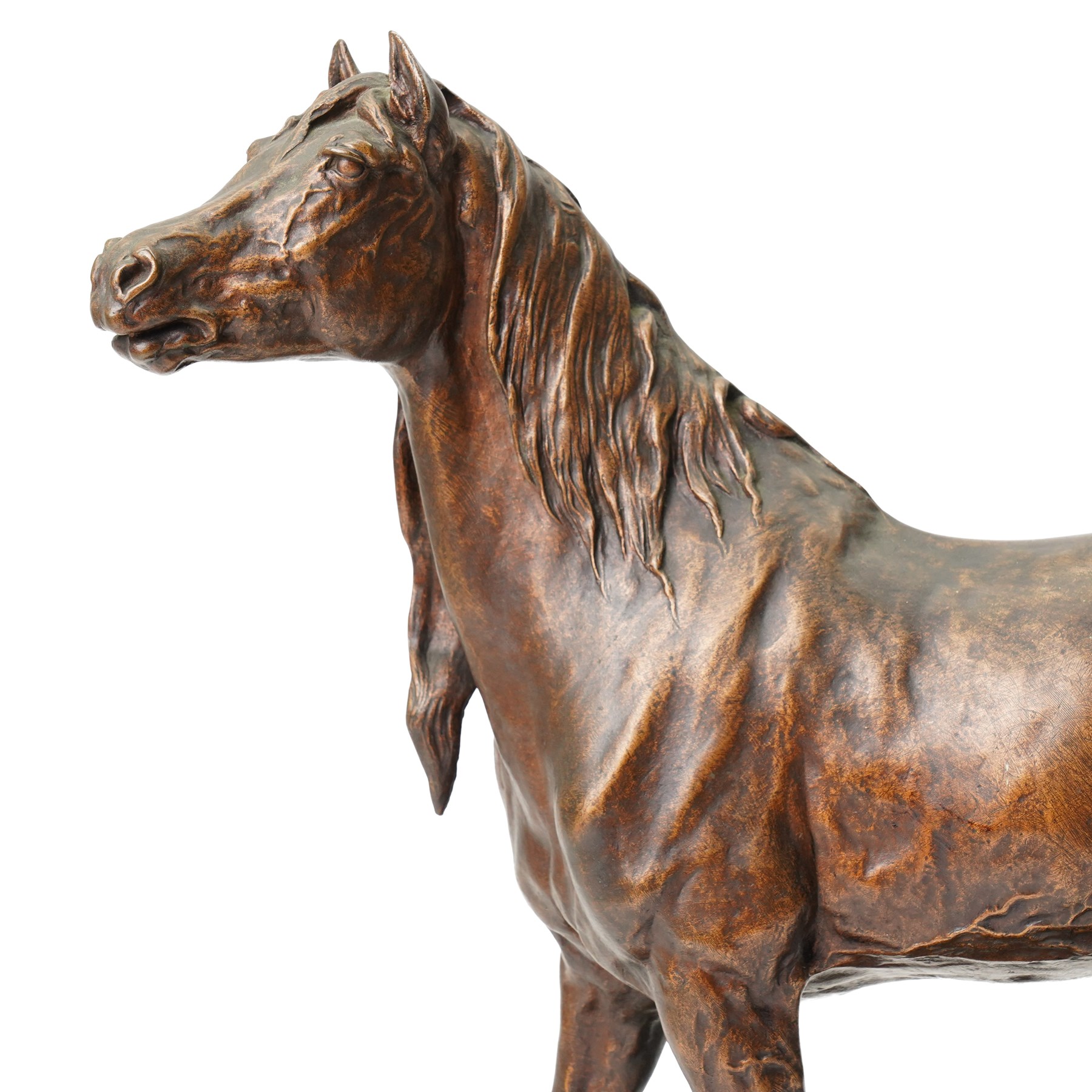 After Pierre-Jules Mene (French 1810-1879): The Norman Mare, bronze figure on a stepped oval base, signed, H42cm W50cm
