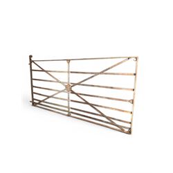 19th century Regency design painted wrought iron country estate gate, strapwork detail wit...