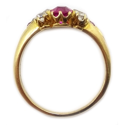  Victorian 18ct gold (tested) eight stone diamond and five stone ruby ring, the largest diamond approx 0.43 carat  
