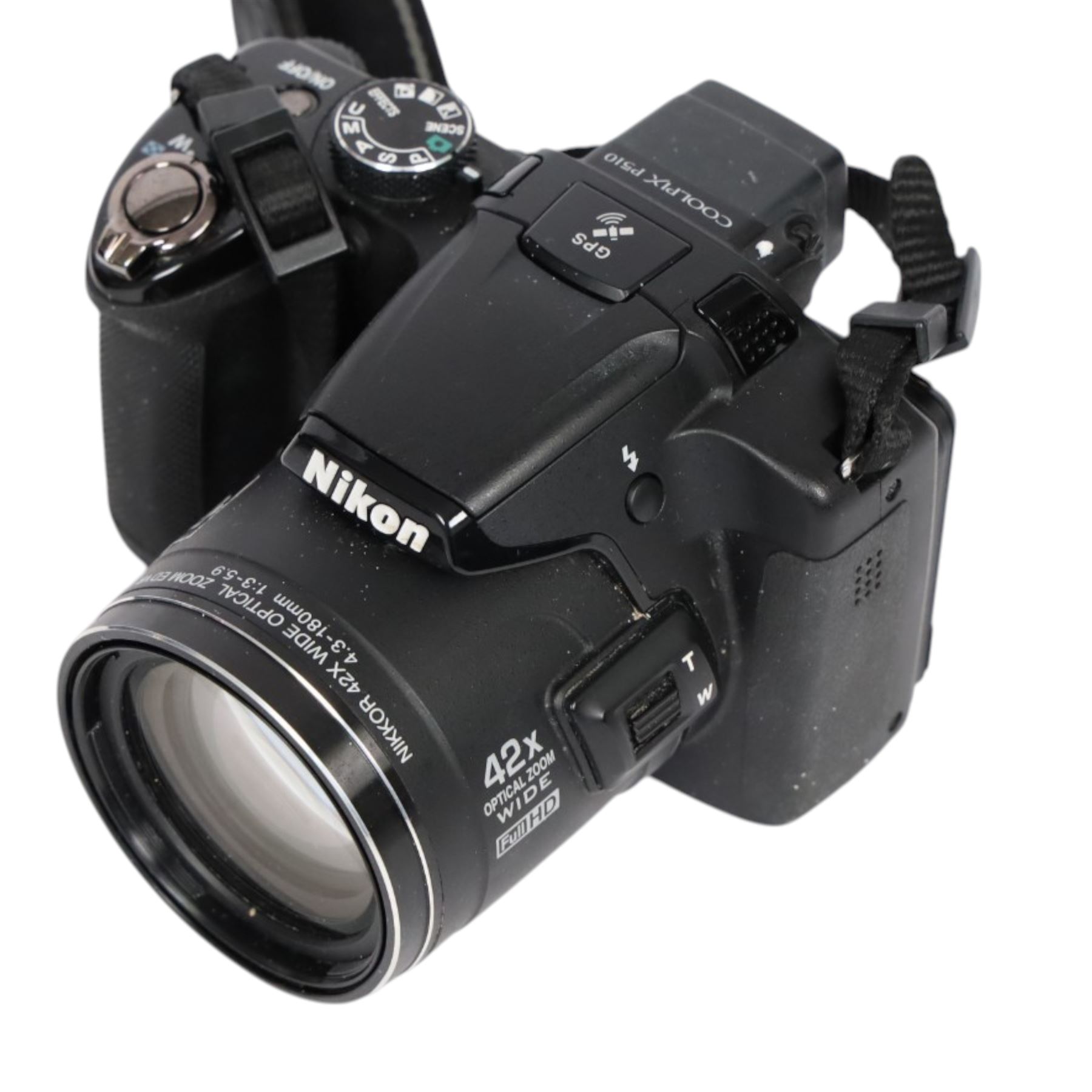 Nikon Coolpix P510 super zoom bridge camera with a Nikkor 42X wide angle optical zoom ED VR lens, serial no. 41163141, in a Lowepro case