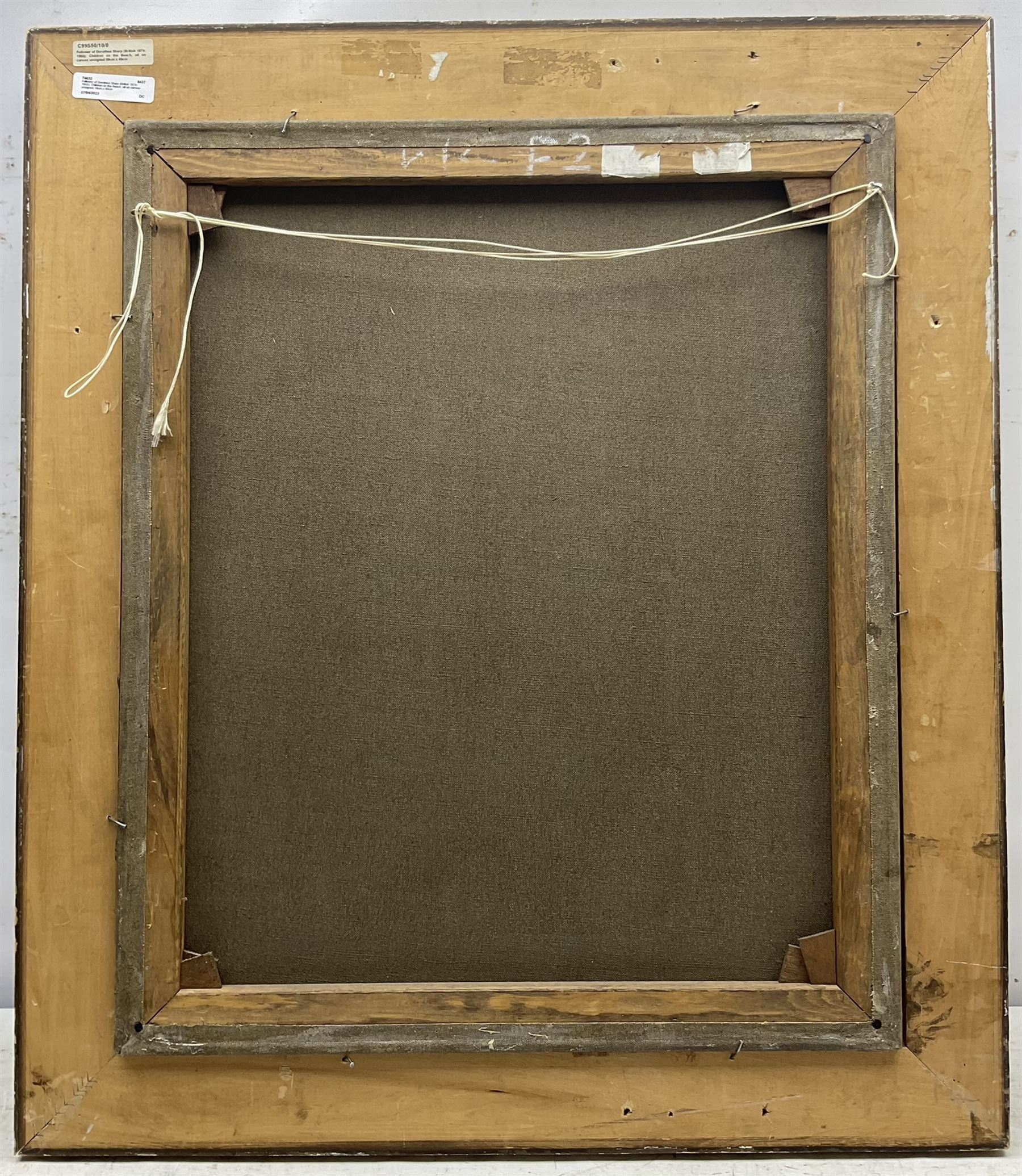 Follower of Dorothea Sharp (British 1874-1955): Children on the Beach, oil on canvas unsigned 59cm x 49cm