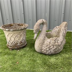 Cast stone swan planter and cast stone planter - THIS LOT IS TO BE COLLECTED BY APPOINTMENT FROM DUGGLEBY STORAGE, GREAT HILL, EASTFIELD, SCARBOROUGH, YO11 3TX