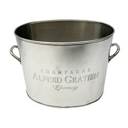 Modern champagne bucket of oval form, with twin handles, engraved Champagne Alfred Gratien Epernay, H18cm