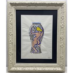 André Derain (French 1880-1954): Vase with Female Nude - probably a design for a ceramic vase, watercolour signed with studio stamp 40cm x 29cm 
