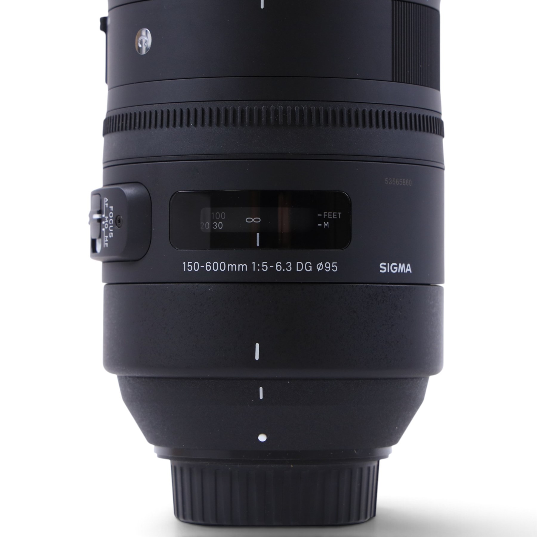 Sigma 150-600mm F5-6.3 DG camera lens, serial no. 53565860, boxed with soft case 