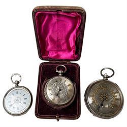Silver fusee lever pocket watch by Wolfe, Sunderland, the case with London import mark 192...