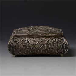 Persian silver filigree trinket box, H3.5cm, W9cm