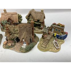 Eighteen Lilliput Lanes, including The Penny Farthing, The Pigsty, Borrowdale School, Fairy Cake Tearoom, An Apple a Day,Ladybird Cottage etc, all with original boxes 