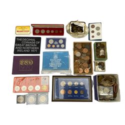 Great British and World coins, including Great Britain 1970 and 1971 coin year sets, King George VI 1951 Festival of Britain and other commemorative crowns,  Falkland Islands 1982 proof set, Australia decimal coin set, Australia 1978 proof coin set etc