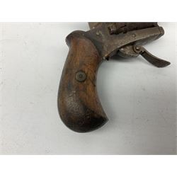 19th century 7mm five-shot pin-fire revolver, the cylinder marked 'The Savety (sic) American Revolver 1879', with folding trigger and two-piece walnut grip L18cm