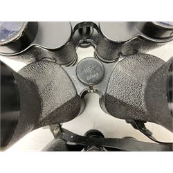 Twelve pairs of binoculars to include BWCF 7x35 Extra Wide Angle, Carl Zeiss Jena Delturis 8x24, Carl Zeiss Jena Jenoptem 8x30W, Chinon Countryman 10x50,  Ajax 8x30, Regent 16x50, etc,  some with cases