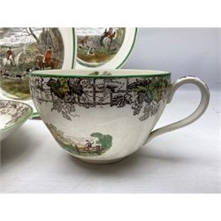 Collection of Copeland Spode hunting scenes dinner wares, after J. F. Herring, to include dinner plates, side plates, graduated serving platters, lidded box etc, together with Spode's Byron breakfast cup and saucer, all with printed marks beneath (29)