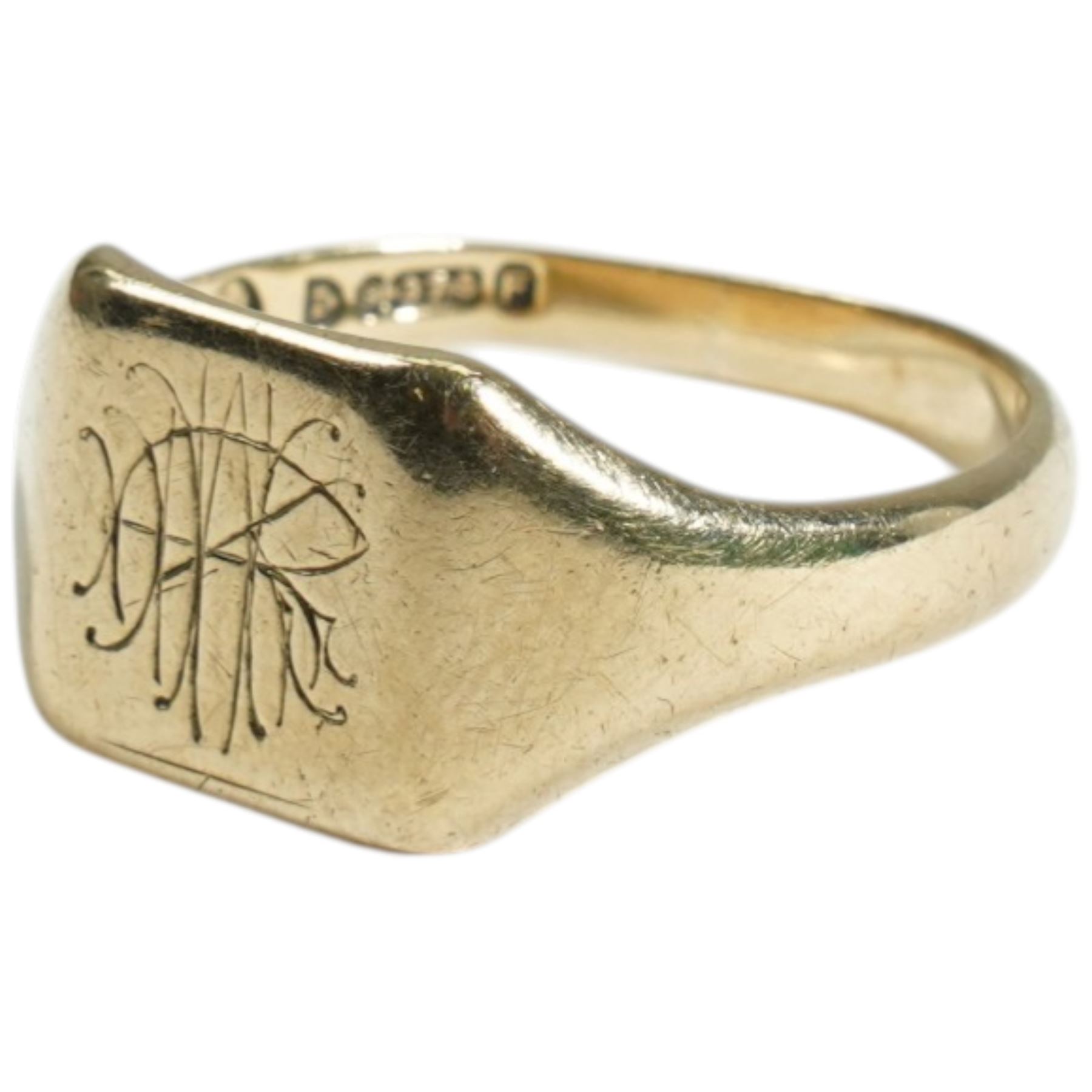9ct gold signet ring, hallmarked 