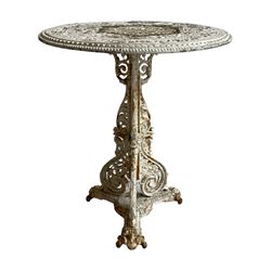 Coalbrookdale design - 19th century cast iron and cast alloy garden table, circular top wi...