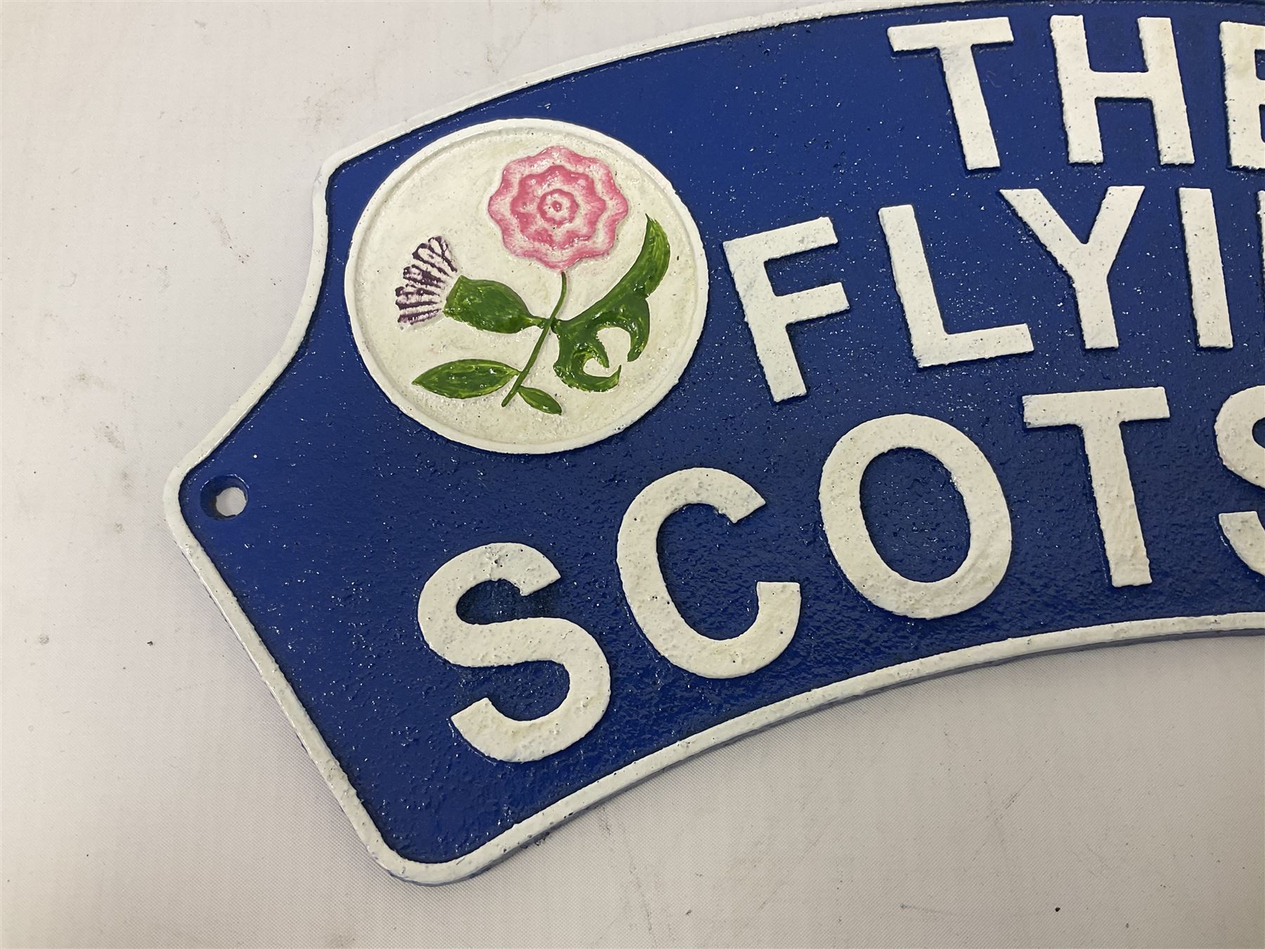 Cast metal sign 'The Flying Scotsman', W40cm