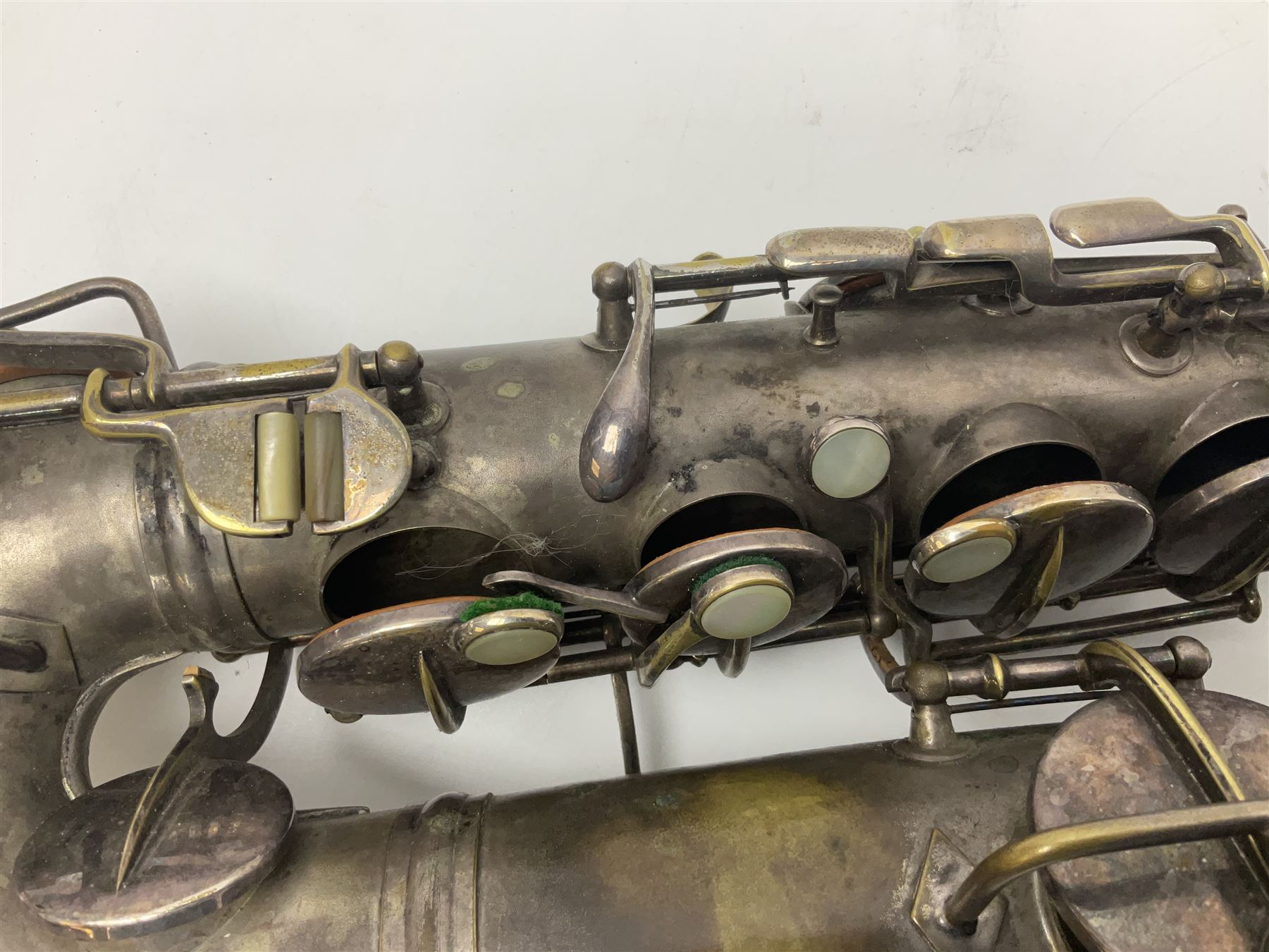 Early 20th century Elkhart Pan American C-Melody saxophone, Patd. Sept.14 1915, no.1153489, serial no.P27678; in fitted hard carrying case with crook