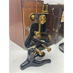 Three W. Watson & Sons microscopes, comprising Barnet binocular no 125253, Kima no 123196 and Service no 44858, all boxed 