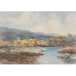 James Ulric Walmsley (British 1860-1954): House on the Lakeside and Moors Landscape, two watercolours  signed, 19cm x 28cm and 18.5cm x 26cm (2)