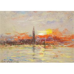 Charles Pelletier (British 1922-2005): Venice Grand Canal at Sunset, pastel signed 21cm x 30cm