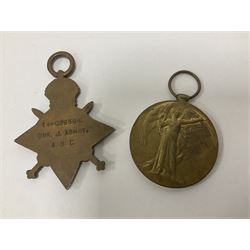 Trio of WWI medals comprising British War Medal, Victory Medal and 1914-15 Star named to T4-036584 DVR. J. Ashby A.S.C