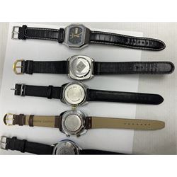 Two automatic wristwatches including Helvetia Beatmaster and Richoh and five manual wind wristwatches including Interpol, Memostar Alarm, Lucerne De Luxe, Smiths Astrolon and Limit (7)