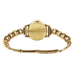Rodania 9ct gold ladies manual wind bracelet wristwatch, hallmarked