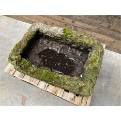 Large 19th century weathered rectangular stone trough