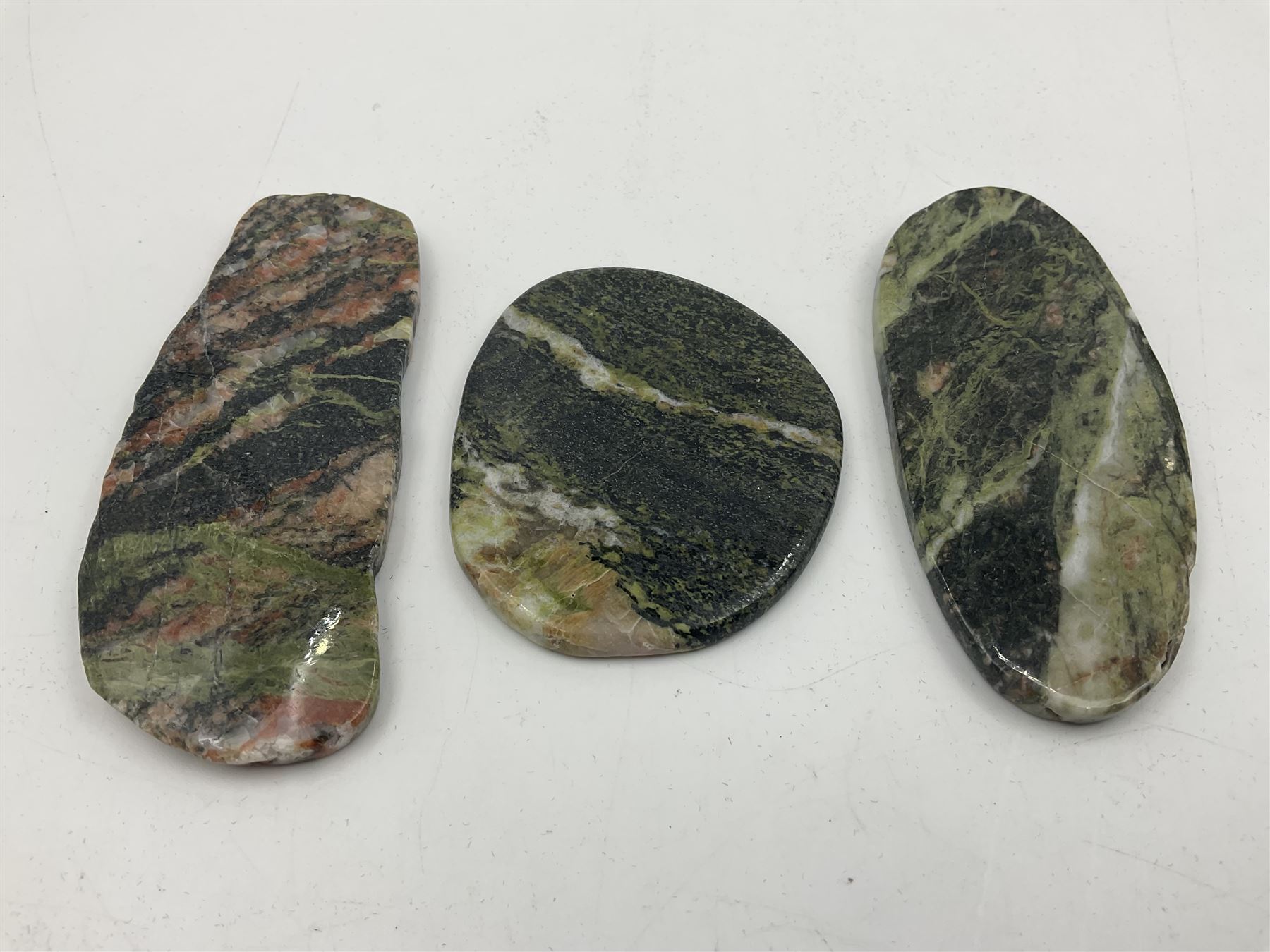 Three lewissian gniess slices, largest L10cm, H4cm 