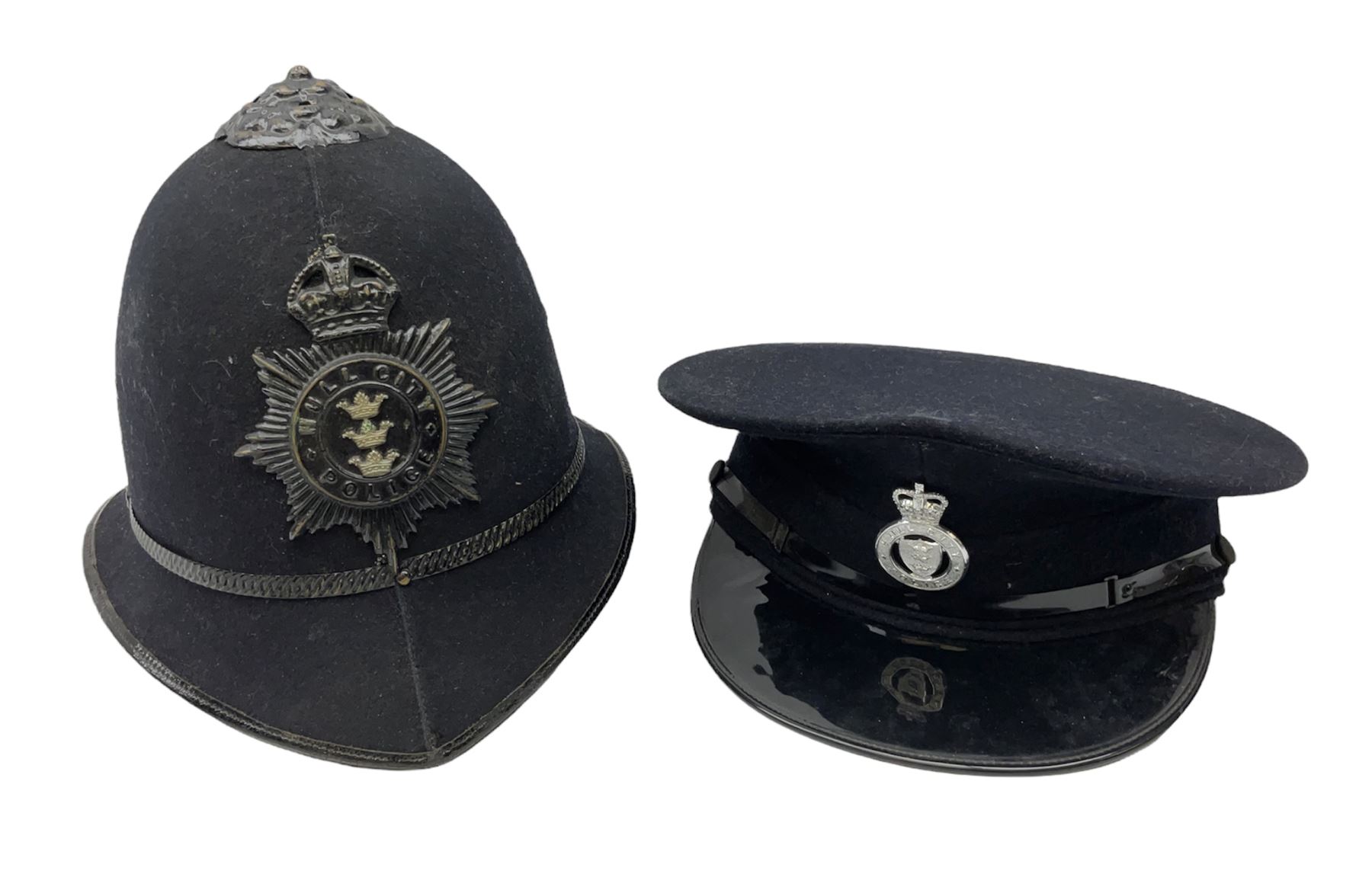  Hull City Police - Christys London helmet with king's crown night plate and a peaked cap (2)  