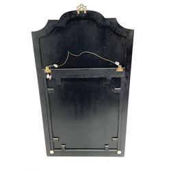 Chinese style black lacquered and gilt wall mirror