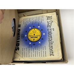 Columbia Grafonola tabletop hornless gramophone, with detachable winding handle, together with a collection of records 