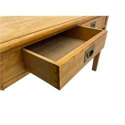 20th century pine table/desk, fitted with two drawers